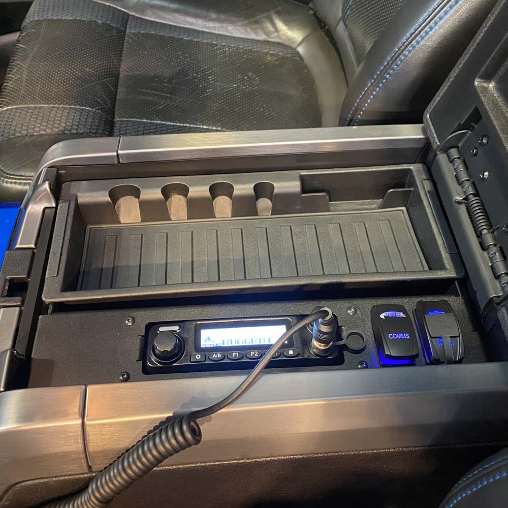Rugged Center Console Radio Mount for Select Ford, Chevy, and GMC Truc