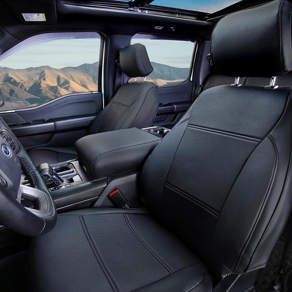 Seat Covers for 2021-2023 Ford F150 (Black W/ Carbon Fiber) - Aspire Auto Accessories